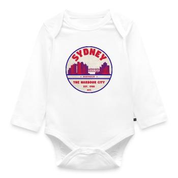 Sydney Skyline Badge - Baby Bio-Langarm-Body - Weiß - Vorne