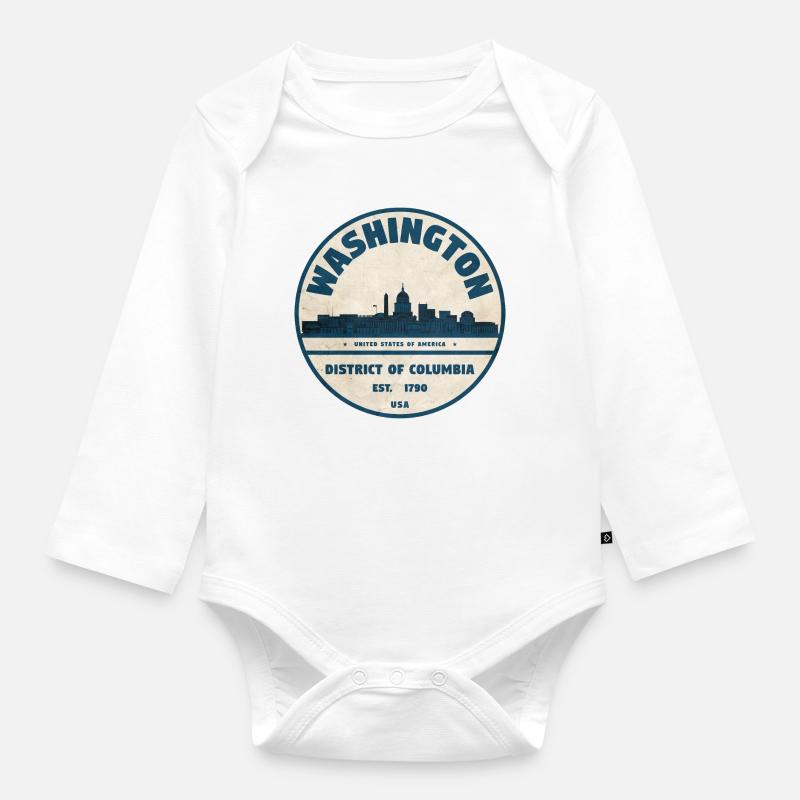 Washington DC Vintage - Body Bébé bio manches longues - blanc