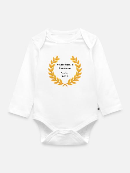 Windel Wechsel Baby - Baby Bio-Langarm-Body - Weiß