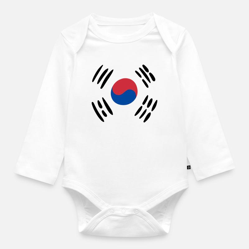Drapeau de la Corée - Body Bébé bio manches longues - blanc
