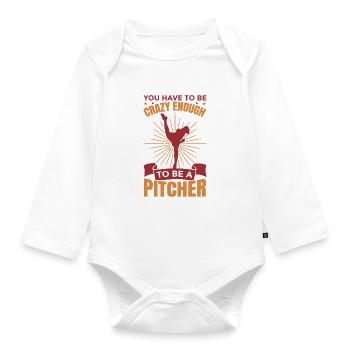 Pitcher Motivation - Baby Bio-Langarm-Body - Weiß - Vorne