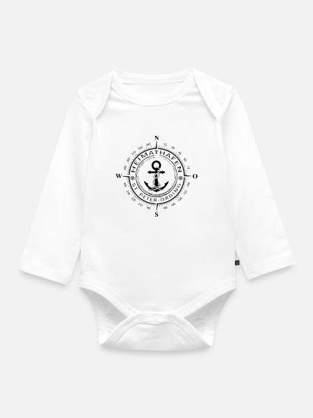 Heimathafen St Peter Ording - Baby Bio-Langarm-Body - Weiß