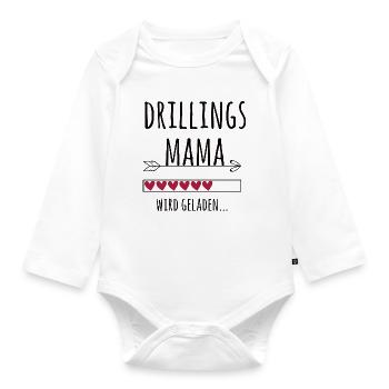 werdende Drillingsmama Schwangerschaft Drillinge - Baby Bio-Langarm-Body - Weiß - Vorne