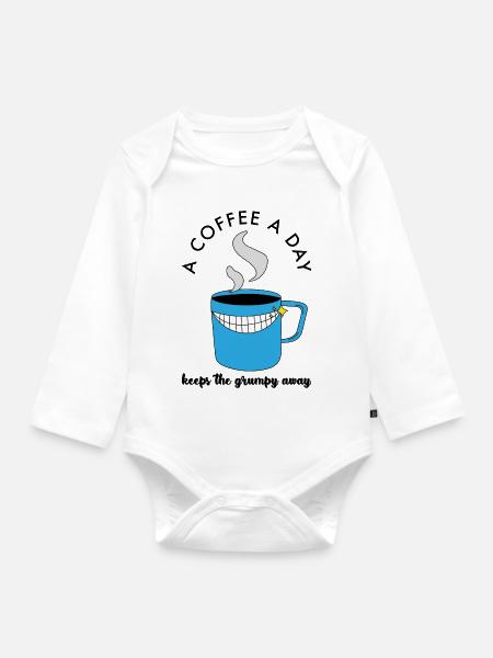 ACoffeeADay - Baby Bio-Langarm-Body - Weiß