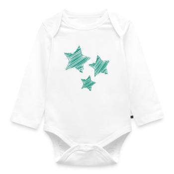STERN. STERNE. STERN. STERNE. FEST. JAHRESTAG - Baby Bio-Langarm-Body - Weiß - Vorne