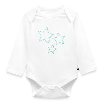 STERN. STERNE. STERN. STERNE. FEST. JAHRESTAG - Baby Bio-Langarm-Body - Weiß - Vorne