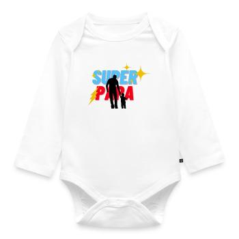 Super Papa - Baby Bio-Langarm-Body - Weiß - Vorne