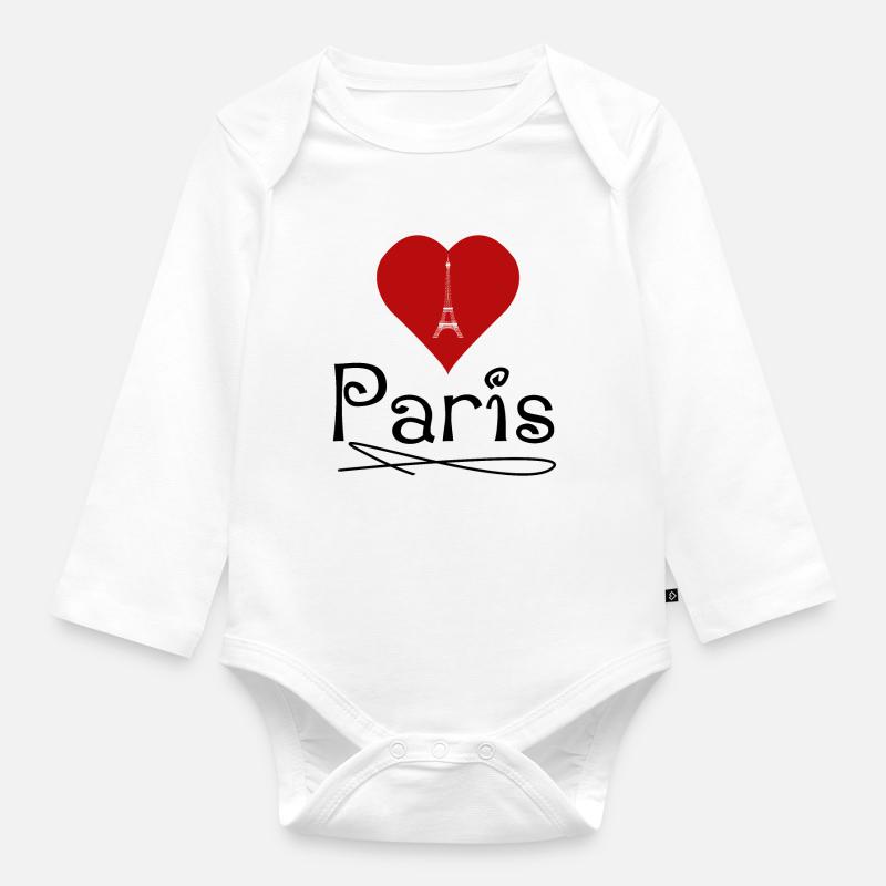 J’aime Paris - Body Bébé bio manches longues - blanc