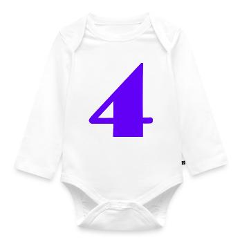 4 YEARS,4TH BIRTHDAY,4 YEARS ANNIVERSARY - Organic Longsleeve Baby Bodysuit - white - Front