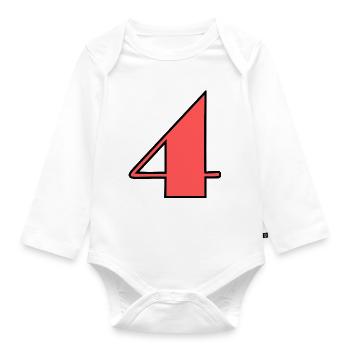 4.4 YEARS,4TH BIRTHDAY,4 YEARS ANNIVERSARY - Organic Longsleeve Baby Bodysuit - white - Front