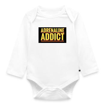 Adrenaline Addict Announcement - Organic Longsleeve Baby Bodysuit - white - Front