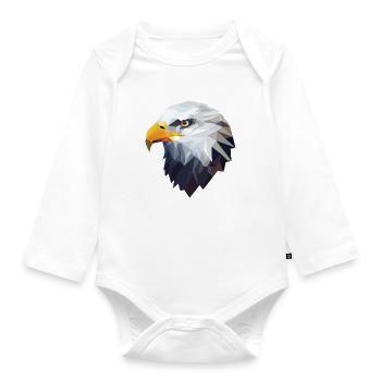 Stylized, geometric eagle - Organic Longsleeve Baby Bodysuit - white - Front