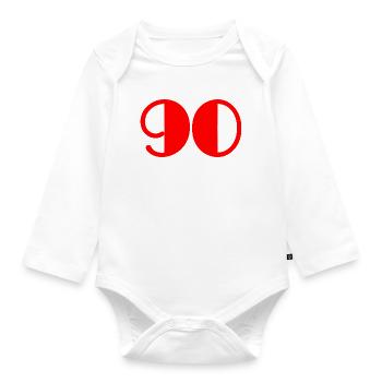 90. 90 YEARS. 90TH ANNIVERSARY. BIRTHDAY 90 YEARS. - Organic Longsleeve Baby Bodysuit - white - Front