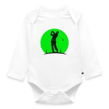 golf, golfing, vintage golf - Organic Longsleeve Baby Bodysuit - white - Front
