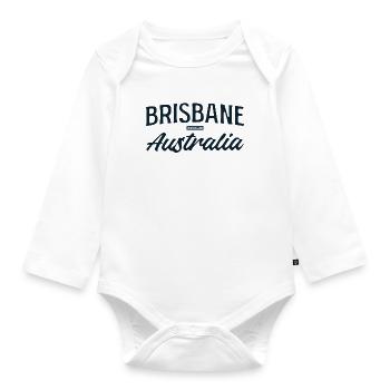 Brisbane Australia Script - Organic Longsleeve Baby Bodysuit - white - Front