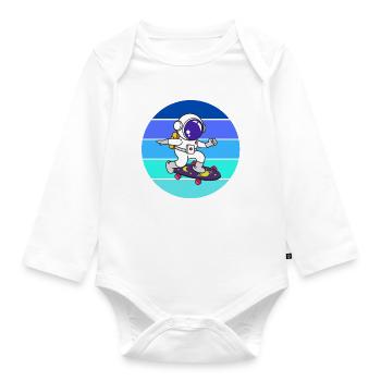 Spaceman, astronaut, rocket - Organic Longsleeve Baby Bodysuit - white - Front