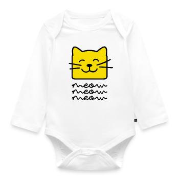 Meow Meow - Organic Longsleeve Baby Bodysuit - white - Front