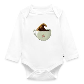 La grande vague de caféine - Body Bébé bio manches longues - blanc - Devant