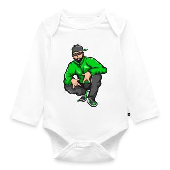 Bad Boy, Rapper, Rapper, Rapper, Big Up - Baby Bio-Langarm-Body - Weiß - Vorne