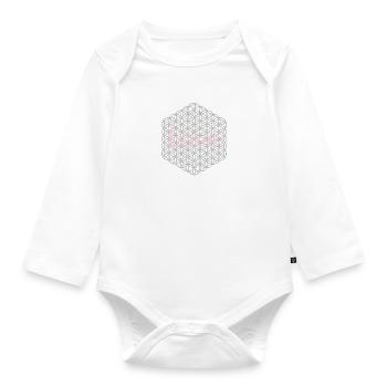 Blume des Lebens - 5. Dimension - silber - love - Baby Bio-Langarm-Body - Weiß - Vorne