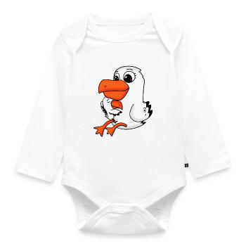 Seagull family - seagull with baby - Organic Longsleeve Baby Bodysuit - white - Front