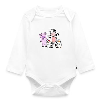 Cute animals for children - Farm - Organic Longsleeve Baby Bodysuit - white - Front