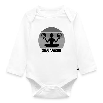Zen-Vibes, Zen-Vibe, Meditation - Baby Bio-Langarm-Body - Weiß - Vorne