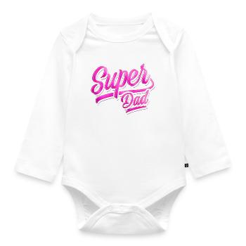 Super Dad - Super Papa - Vatertag - Bester Papa - Baby Bio-Langarm-Body - Weiß - Vorne