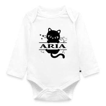 Aria T-Shirt Katze Katze Geschenkidee T-Shirt - Baby Bio-Langarm-Body - Weiß - Vorne