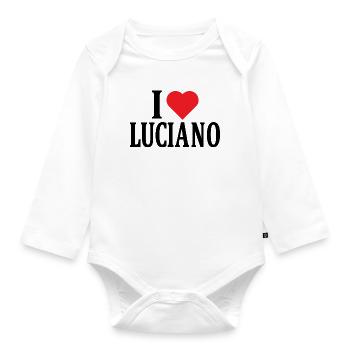 t-shirt name I love Luciano t-shirt gift idea - Organic Longsleeve Baby Bodysuit - white - Front