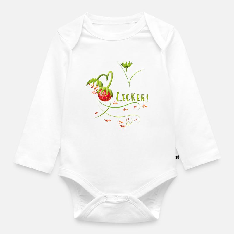Erdbeerzeit, lecker, Erdbeere - Baby Bio-Langarm-Body - Weiß