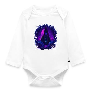 Neon Rosen Schloss mit Gotischer Architektur - Baby Bio-Langarm-Body - Weiß - Vorne