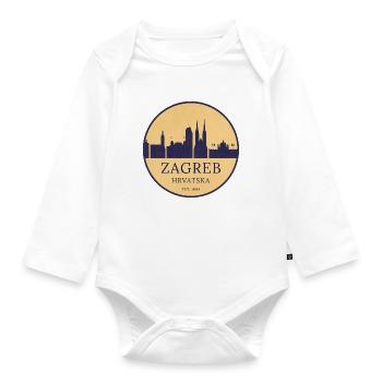 Zagreb, Croatia - Skyline Badge - Organic Longsleeve Baby Bodysuit - white - Front