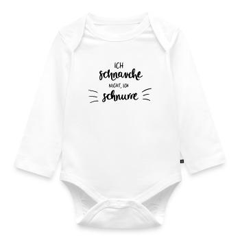 Ich schnarche nicht - Ich schnurre - Baby Bio-Langarm-Body - Weiß - Vorne