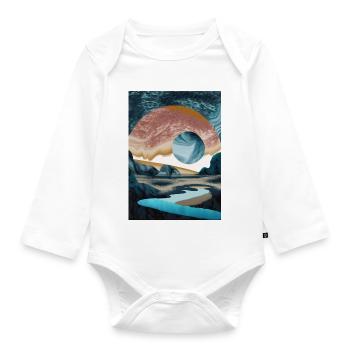 Abstrakte Landschaft - Abstract Landscape - Baby Bio-Langarm-Body - Weiß - Vorne