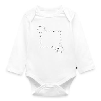 Hand Signals Image Detail - Organic Longsleeve Baby Bodysuit - white - Front