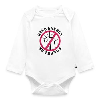 Wind Energy No Thanks, Stop Wind Energy - Organic Longsleeve Baby Bodysuit - white - Front