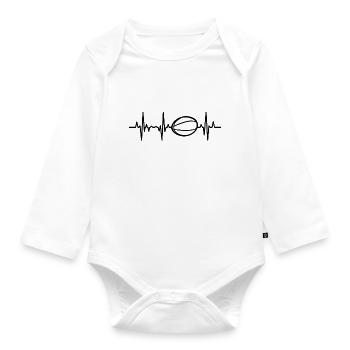 Rugby Ball Heart palpitations - Organic Longsleeve Baby Bodysuit - white - Front