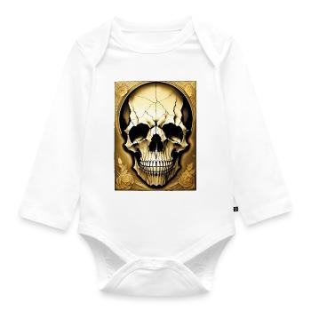 skull - Baby Bio-Langarm-Body - Weiß - Vorne