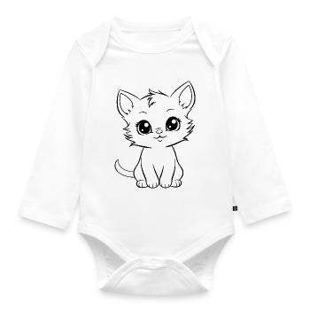 Little Cat Cute Animal Kids Comic Cats Kitten - Organic Longsleeve Baby Bodysuit - white - Front