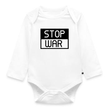 stop war, no war - Organic Longsleeve Baby Bodysuit - white - Front