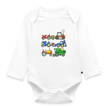 Construction site vehicles - Organic Longsleeve Baby Bodysuit - white - Front