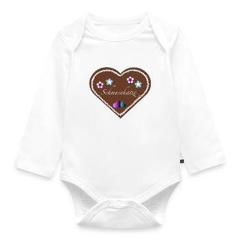 "Jahrmarkt-Liebe" Schmusekatze lila blau - Baby Bio-Langarm-Body - Weiß - Vorne