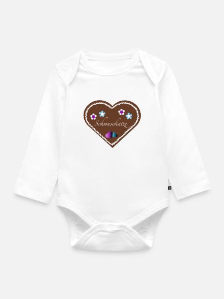 "Jahrmarkt-Liebe" Schmusekatze lila blau - Baby Bio-Langarm-Body - Weiß