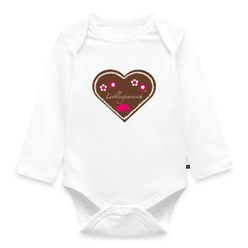 "Jahrmarkt-Liebe" Lieblingsmensch pink - Baby Bio-Langarm-Body - Weiß - Vorne