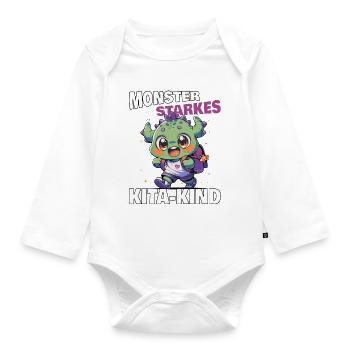 Kindergarten Kita Monsterstarkes Kita-Kind Monster - Baby Bio-Langarm-Body - Weiß - Vorne