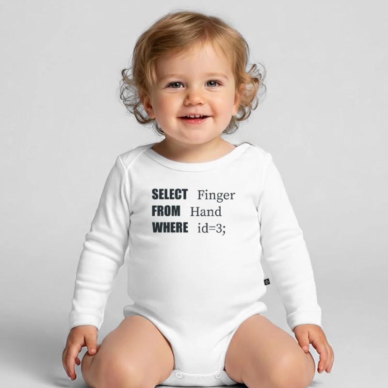 Doigt de sélection à la main, code amusant. Langage des codeurs Body Bébé bio manches longues