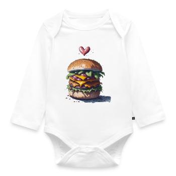 Burger - Baby Bio-Langarm-Body - Weiß - Vorne