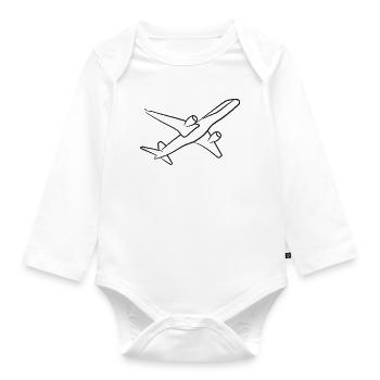 Airplane - Organic Longsleeve Baby Bodysuit - white - Front