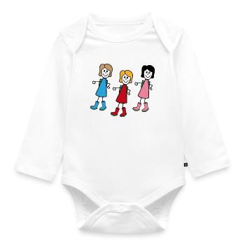 Women in comic style - Organic Longsleeve Baby Bodysuit - white - Front